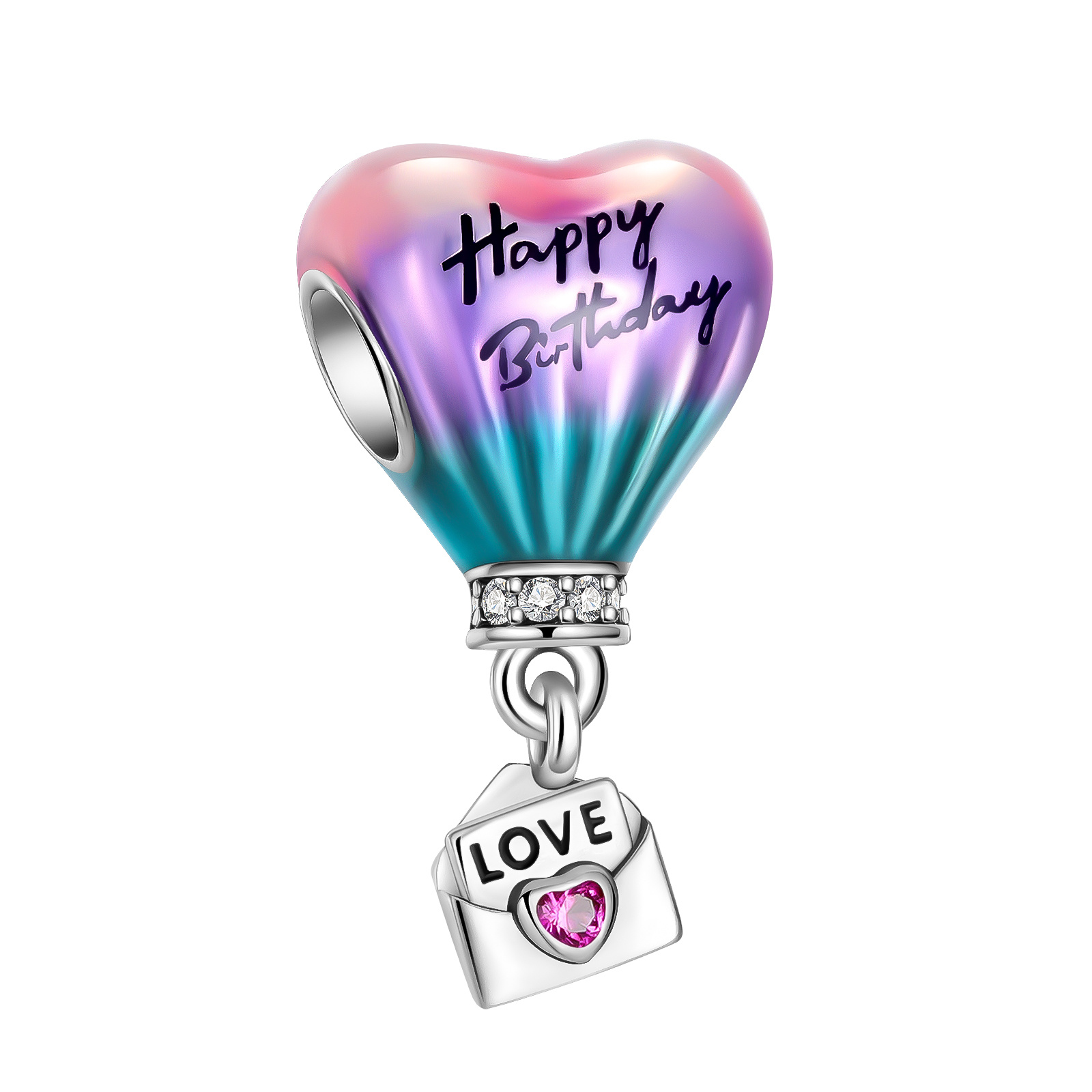 Sparkling Pink Hot Air Balloon Dangle Charm