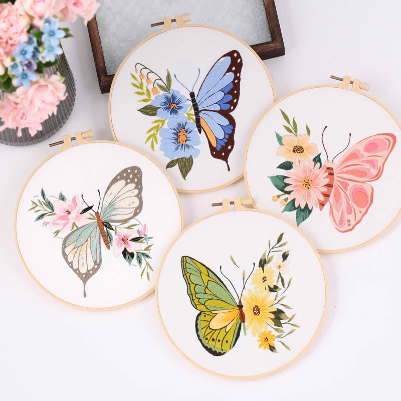 Embroidery Kit for Beginners Adults Cross Stitch Kits for Adults Embroidery  Kit Butterfly Flower Embroidery Starter Kit Learn to Embroider Kit Adult