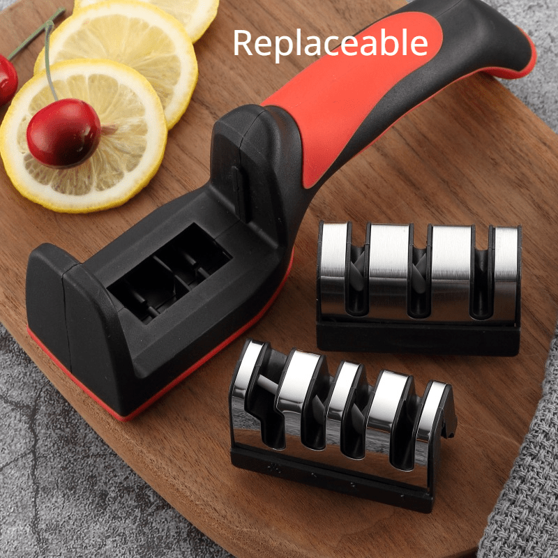 1Pc Black Kitchen Three Segment Knife Sharpener Household Multi