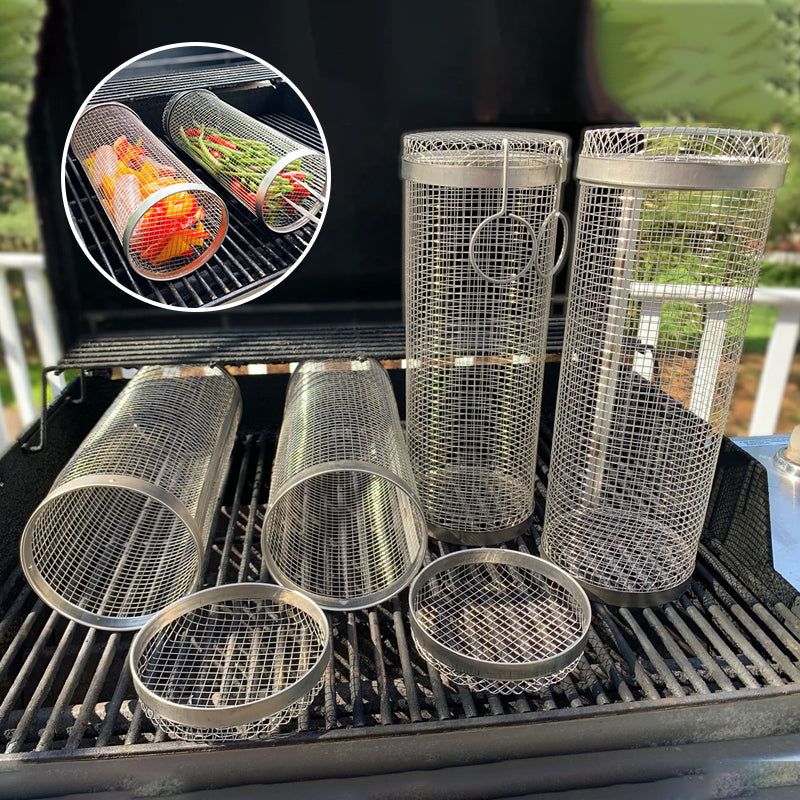 Bbq Net Tube Grill Basket Barbecue Bag For Fish Vegetables - Temu