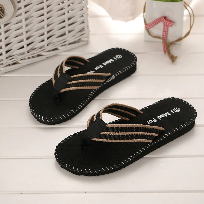 Men's Striped Flip Flops Durable Non Slip Outdoor Sandals Comfy Beach ...