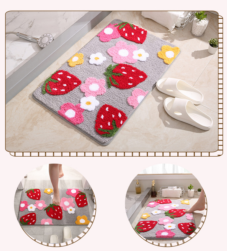  WELLDAY Yoga Mat Cute Strawberry and Flowers Non Slip