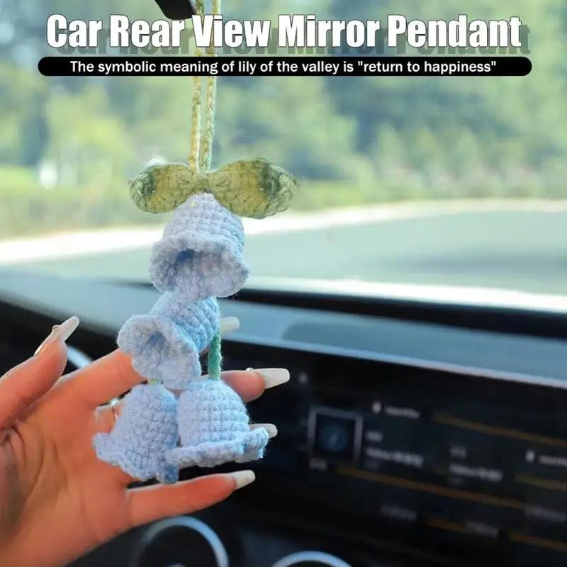 Add A Touch Beauty Car Hand Knitted Bell Flower Mirror Hanging Accessories  - Automotive - Temu