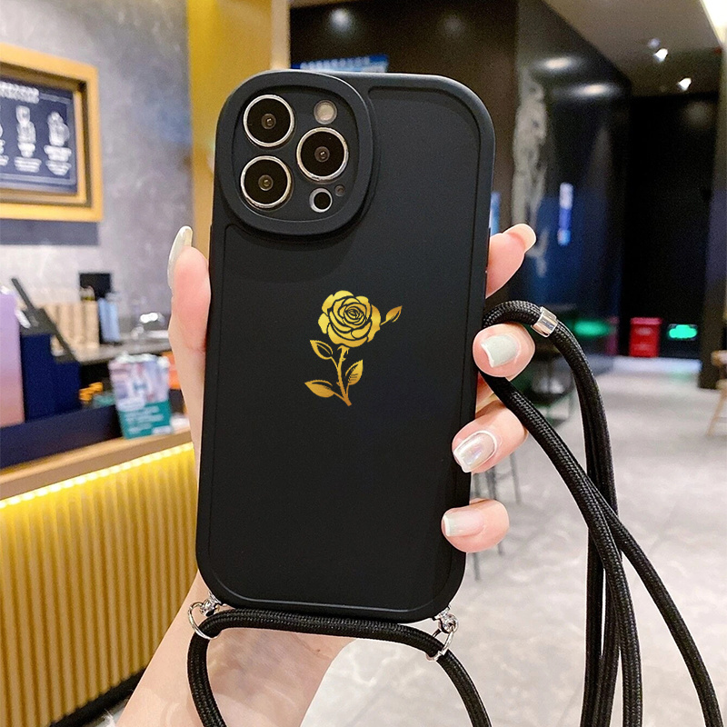 golden rose graphic phone case lanyard 14 13 12 11 Temu Germany