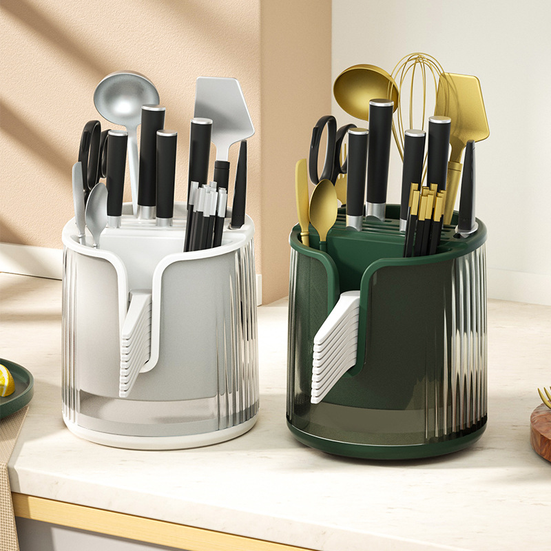 Porte-couteaux rotatif - Support de rangement multifonctionnel pour  couteaux de cuisine, planche à découper, ustensiles et baguettes