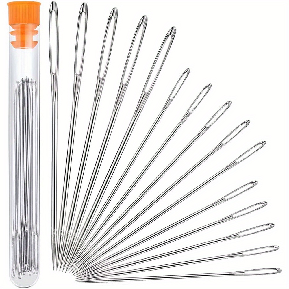 25 Pcs Large Eye Sewing Needles With Storage Tube Hand Stitching Blunt  Needles