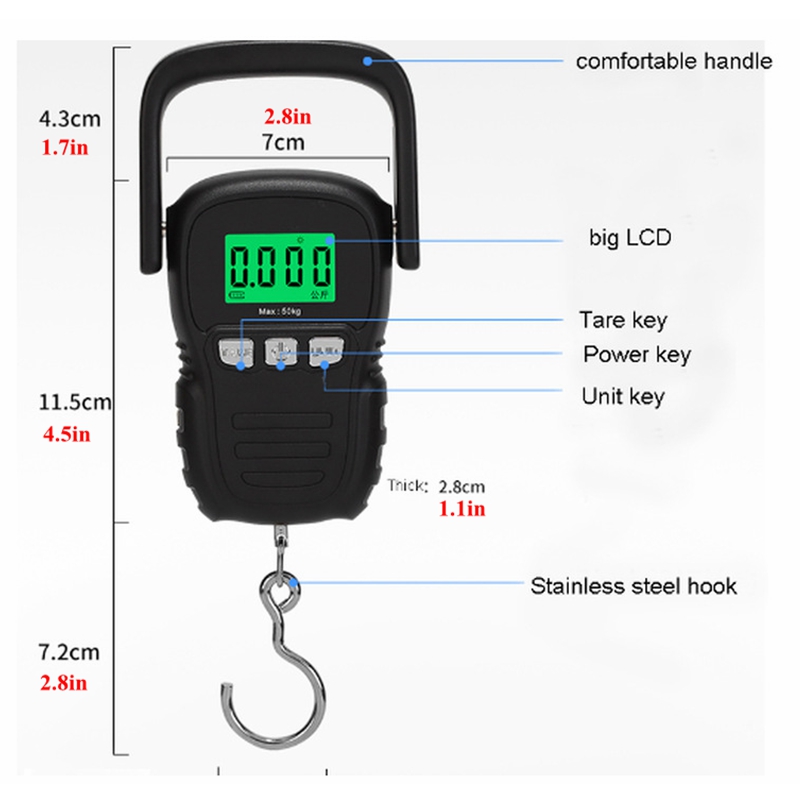 Digital Hanging Scale With Lcd Display & Backlight - Perfect For Fishing,  Luggage & More! - Temu