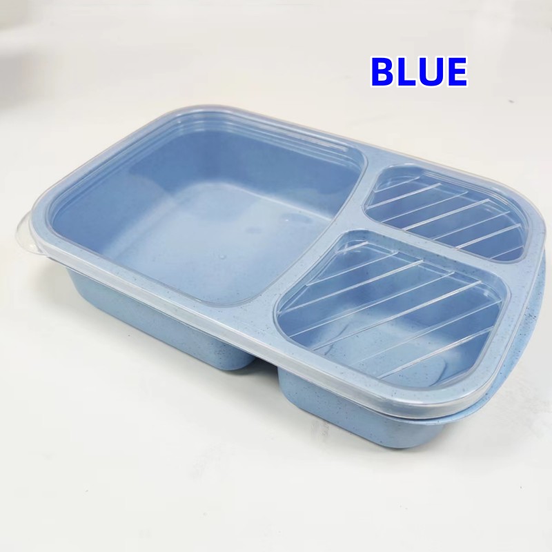 Multi-color Wheat Straw Bento Box Divided With Flip Top Lid