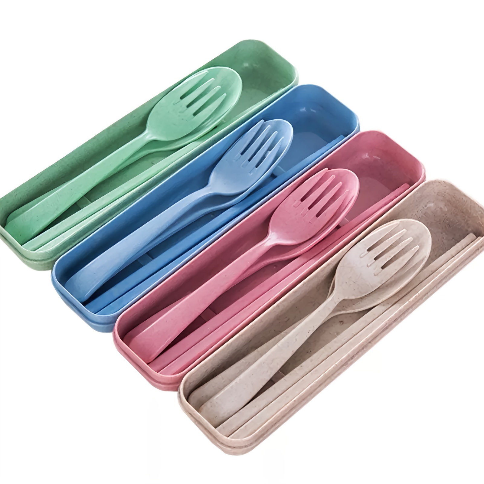 Acheter Ensemble de vaisselle de voyage pliable portable, fourchette,  cuillère, baguettes avec mini boîte, ensemble de couverts portables  pliables pour le camping en plein air, vaisselle rose