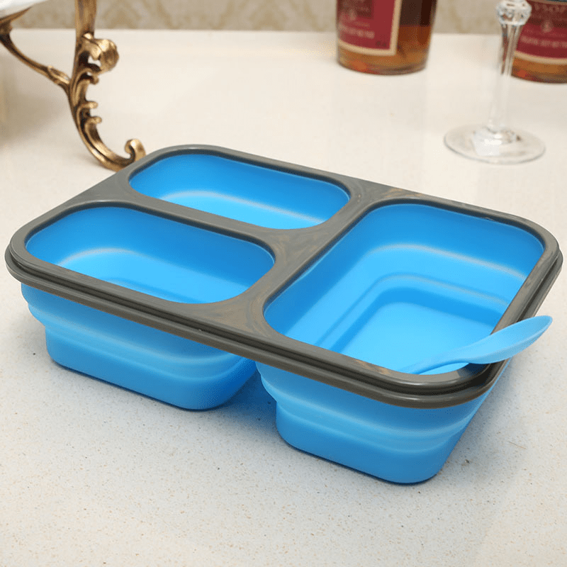 Collapsible Lunch Box Foldable Silicone Bento Box With Fork - Temu