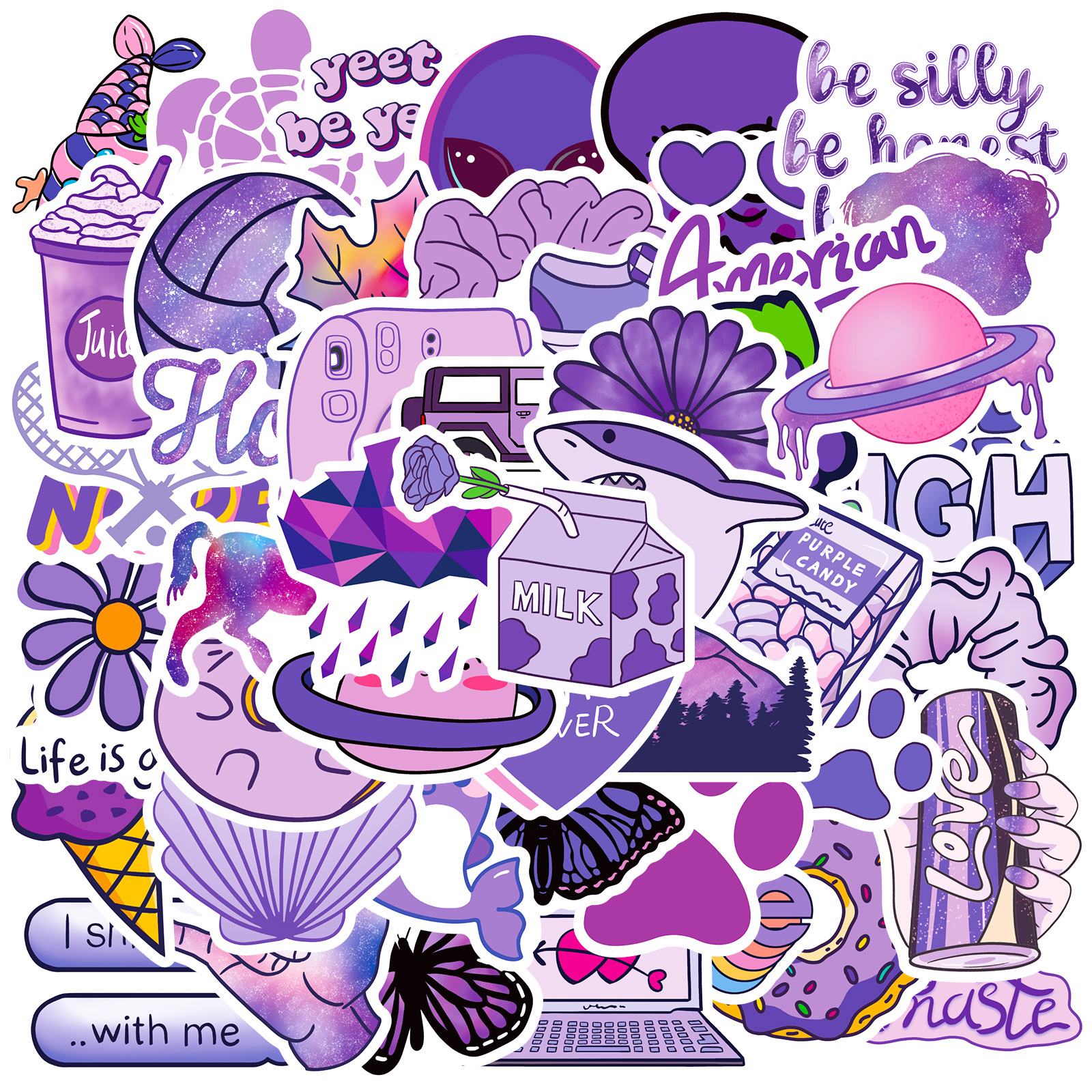 40pcs Purple Theme Journal Aesthetic Stickers For Girls Kids Journaling  Sticker