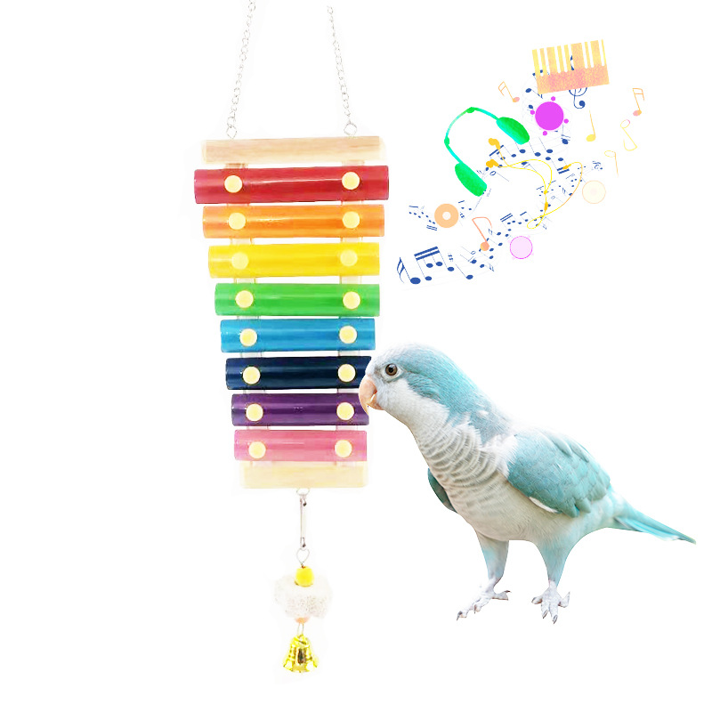 8 pièces/lot jouets interactifs pour oiseaux en bois avec balançoire,  cloche et fonctions de mastication pour petits perroquets et oiseaux-favorise  l'exercice et la Stimulation mentale - Temu Belgium