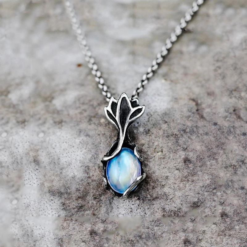 moonstone fish pattern pendant necklace elegant and fashionable jewelry accessories for women for daily decoration ideal choice for gifts details 0