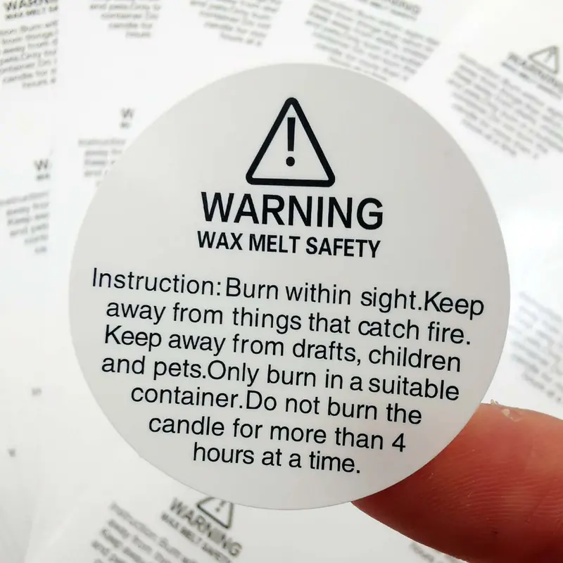 240/360/600pcs Holographic Candle Warning Labels Candle Jar Container Stickers  Wax Melting Safety Stickers For Candle Jars Tins Containers Candle Maki