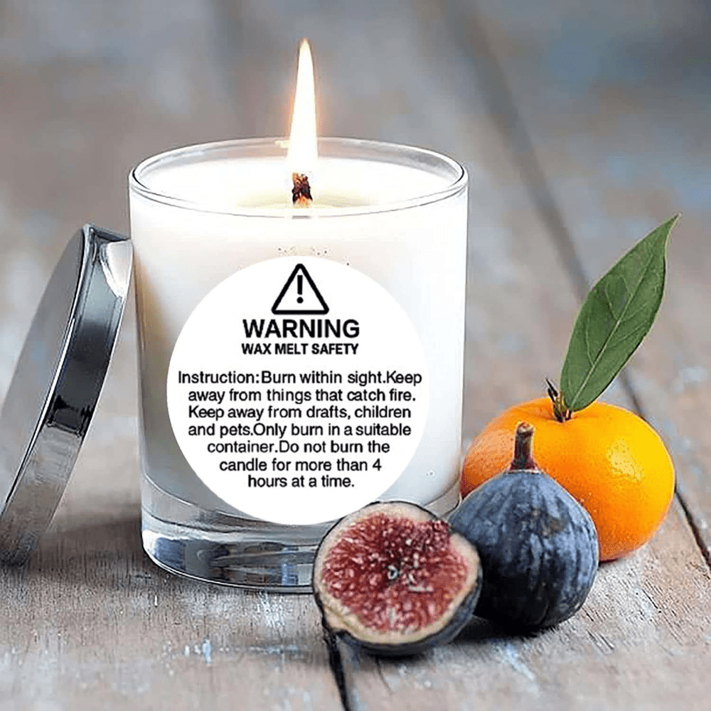 Candle Warning Labels，2 Round Label - Candle Jar Container Stickers 504  Pcs Per Roll Waterproof Candle Safety Labels Sticker Decal for Candle