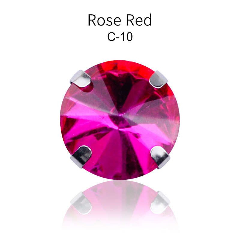 Round Rivoli Sew on Flat Back Rhinestones Red Crystal Stones for