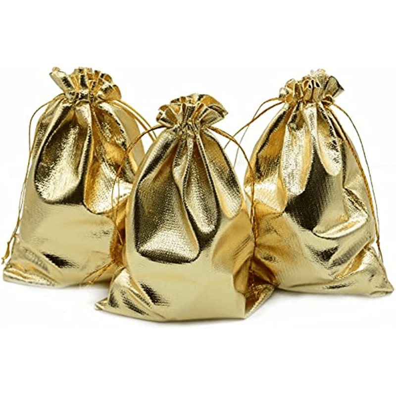 50Pcs Metallic Color Pouches for Party Drawstring Jewelry Bags 3 Sizes Gift  Cute