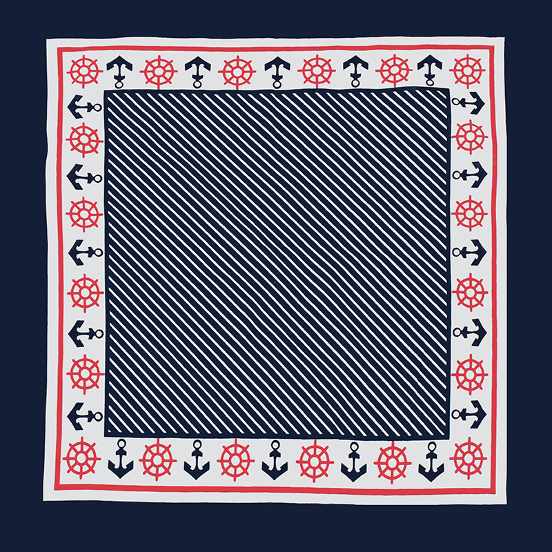 Navy Anchor Bandana Cotton Neckerchief Headband