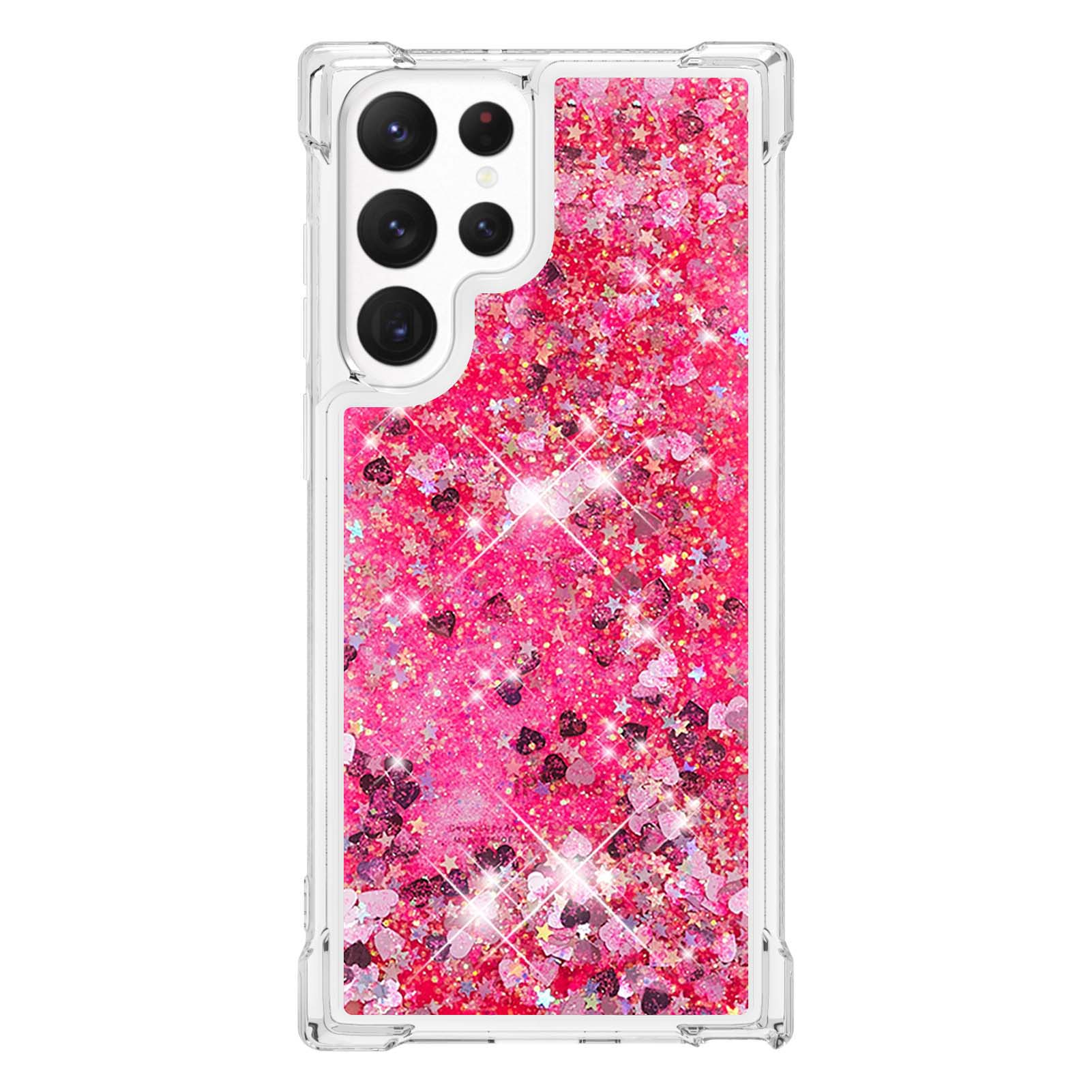 Galaxy S21 Ultra Case,Samsung S21 Ultra 5g Case Liquid Glitter Waterfall  Shock Proof Phone Case Cute Girls Women for Samsung Galaxy S21 Ultra Case -  Pink 