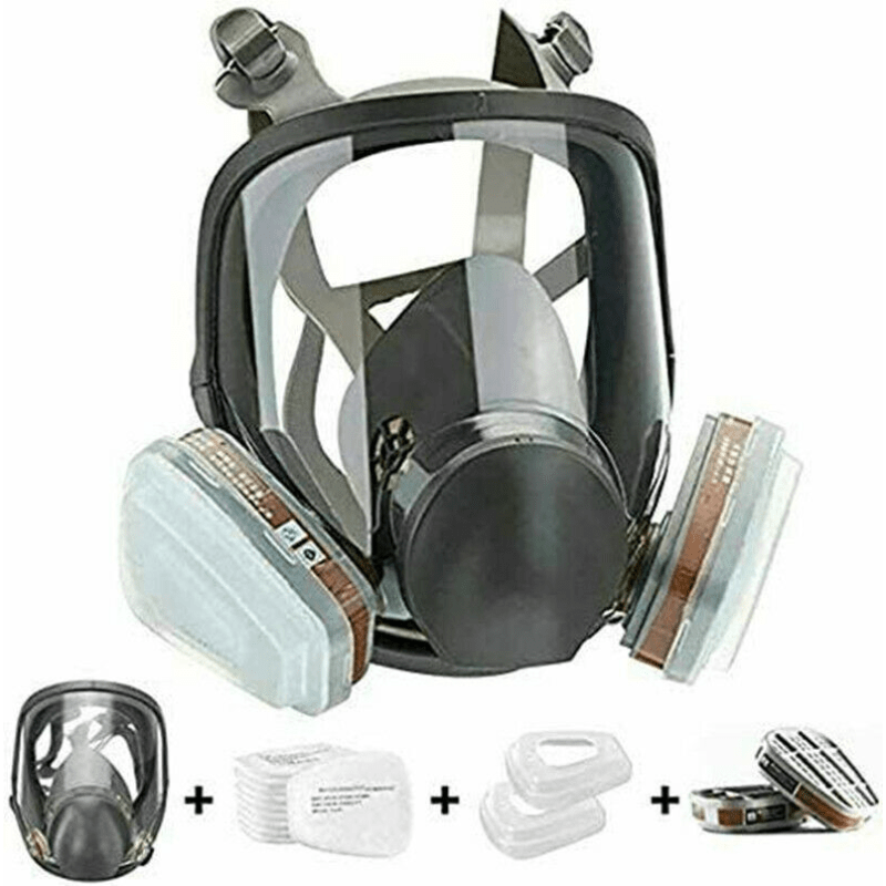 máscara contra gases químicos con respirador de doble cartucho. Mascara con  filtro para pintura.