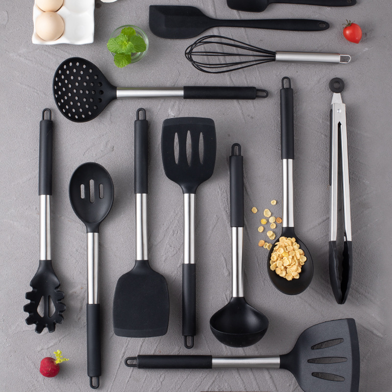 Kitchen Utensils Set Rotated Holder Kitchen Slotted Spatula Cooking Gadget  Large Spoon Cooking Utensils Set with