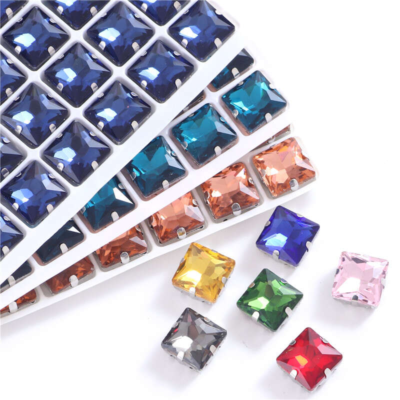 Teardrop Colorful Glass Sew On Rhinestones With Silvery Claw - Temu