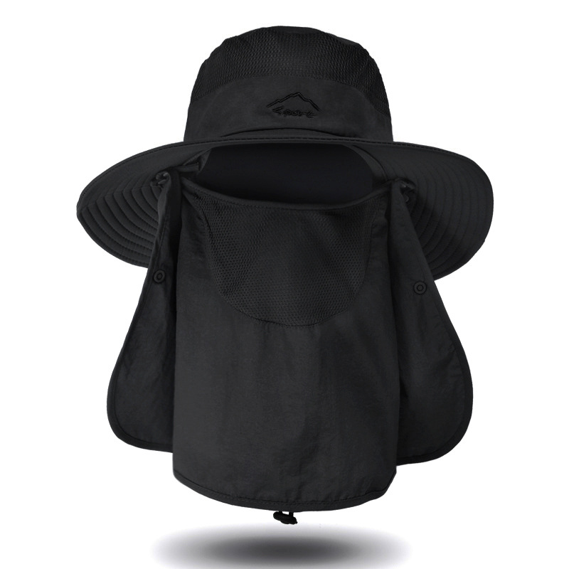 1pc Detachable Men's Sun Hat With Face Cover, Breathable Mesh Design, 12cm  Brim, Great For Outdoor Activities Such As Climbing And Fishing