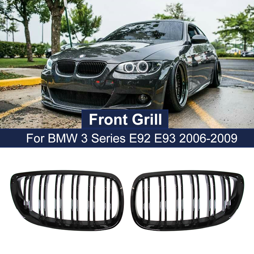 Enhance Your BMW E92 E93 M3 2006-2009 with a Gloss Black Dual Line Kidney  Grill Bumper Grille - Car Styling Racing Grilles Replacement Part