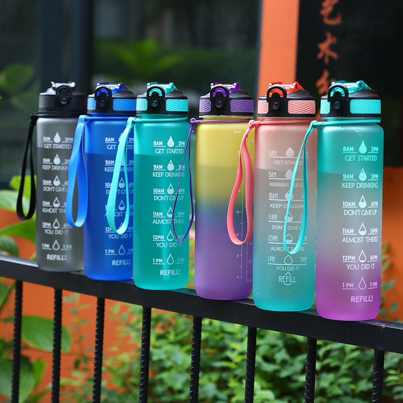 1000ML Portable Water Bottle For Camping Hiking Running Large Capacity Water  Bottle Frosted Gradient Water Bottles For Kitchen