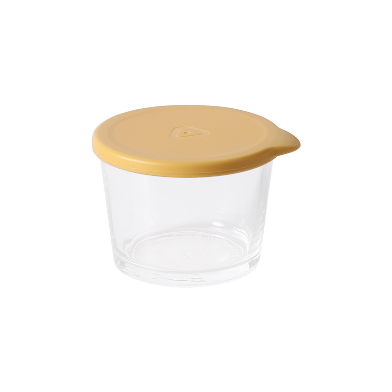 1pc Yellow Glass Sealed Fresh-keeping Food Container With Lid, Suitable For  Storing Rice, Soup, Snacks, Fruits, Etc.