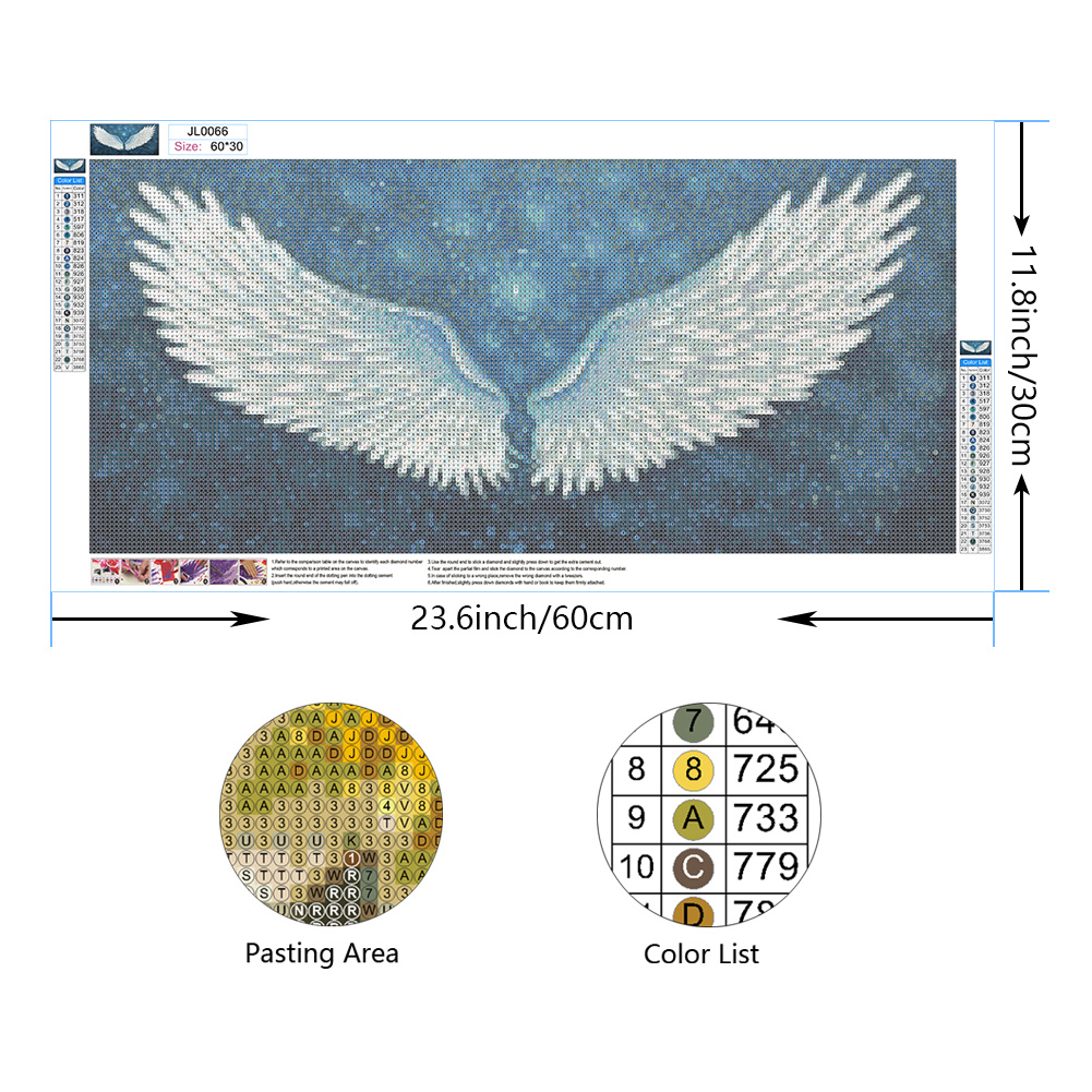 Mihaoe 5D Diamond Painting Pictures Large, DIY Diamond Painting White Angel  Wings, Diamond Painting Set Full for Children and Adults, Diamond Painting  for Home Wall Decoration Crafts 40 x 120 cm 