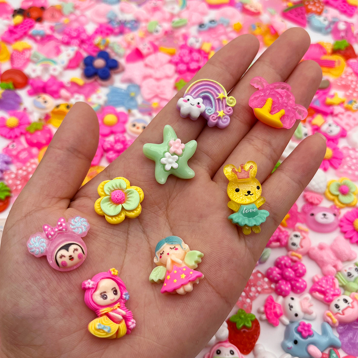 Wayees 50pcs Flatbacks Resin Embellishments DIY Kawaii Hair Clips Hairbows Charms Easter Art Crafting Bows Making Decoden Cell Phone Cases Jewery