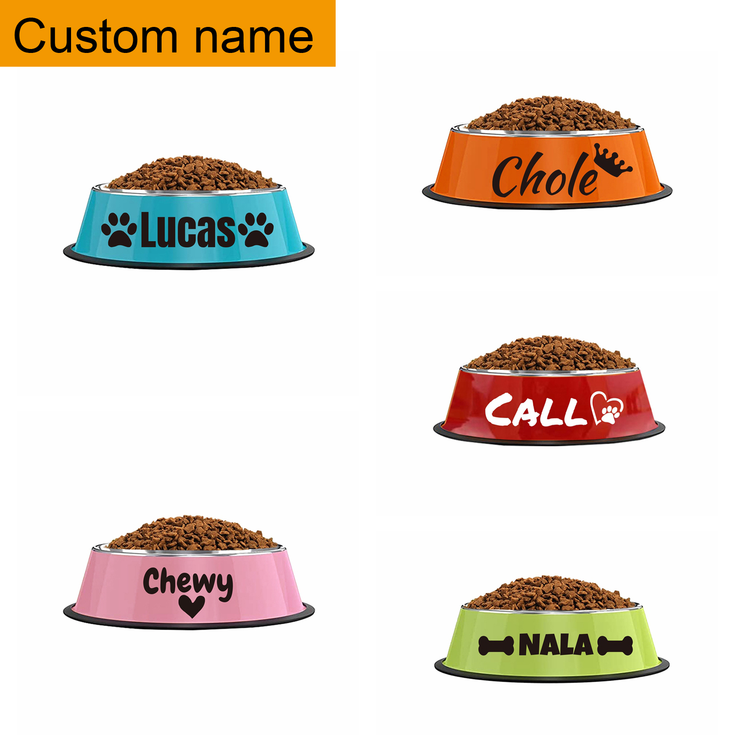 Personalized Non-slip Stainless Steel Pet Bowl With Custom Name - Ideal For Cats And Dogs, Perfect For Food And Water Supplies
