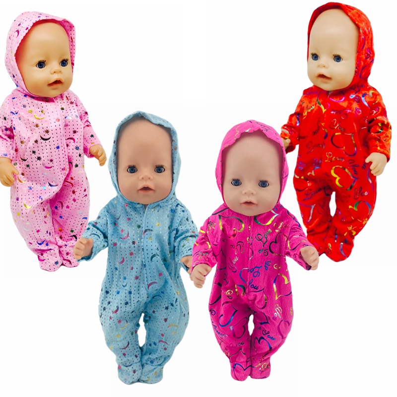 

Doll Clothes Accessories Handmade Cute Bling Bling Hooded Jumpsuit Rompers Doll Clothes Outfits Fit For 43cm Baby Dolls, Bitty 15 Inch Baby Doll (not Included Doll )