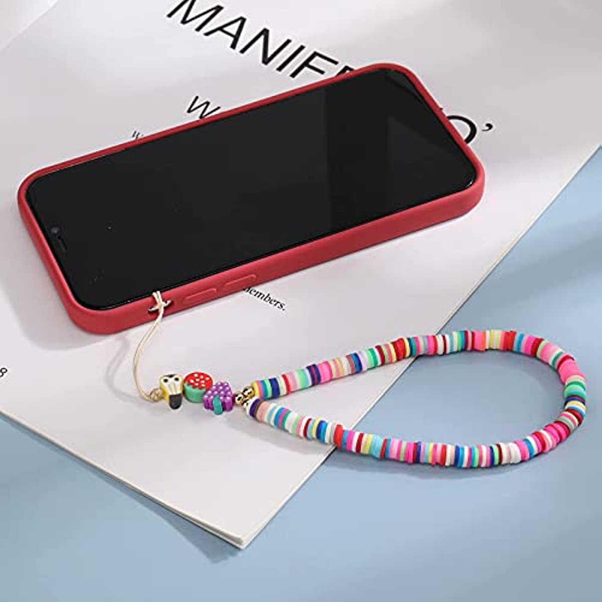 Happy Face Beaded Phone Charm Mobile Chain Bead Phone Chain - Temu