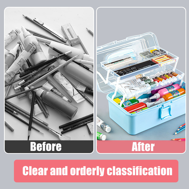  Craft Organizers and Storage, 3-Layers Folding Clear