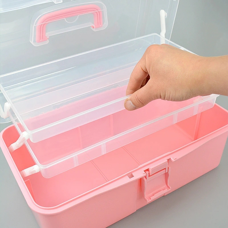 17-Inch Three-Layer Plastic Storage Box/Tool Box/Sewing Box