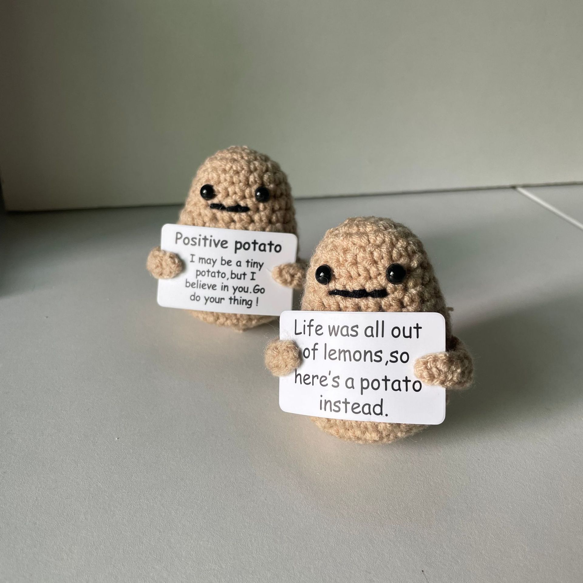 Mini Funny Positive Potato Knitted Potato Toy Positive Card - Temu