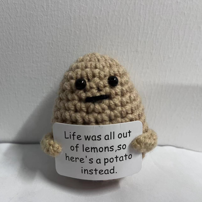 Cheap Crochet Yarn Funny Positive Potato with Positive Card Wool Knitted  Potato Doll