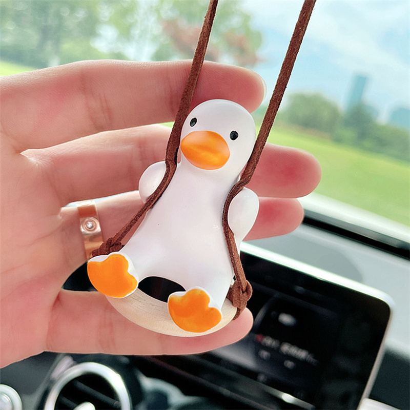 Anime Car Ornaments Swinging Duck Car Hanging Ornament Cute Swing Duck On  The Car Rearview Mirror Pendant