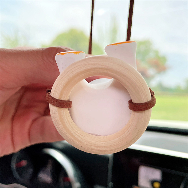 Gypsum Cute Anime Car Accessory Swing Duck Pendant Auto Rearview Mirror  Ornaments Birthday Gift Couple Accessories Car Fragrance