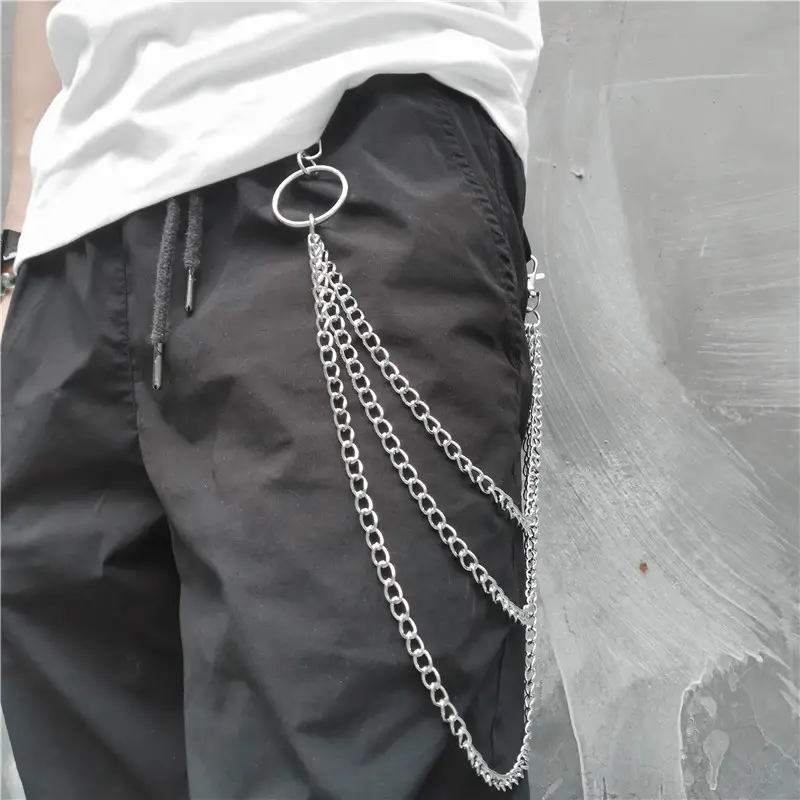 1pc Waist Chain Keychains Belts Women Punk Link Chain Belt Men Hip Hop  Accessori