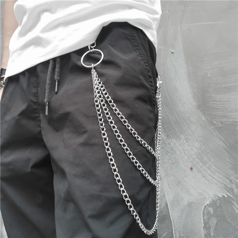 3 Layers Punk Long Metal Wallet Belt Chain Trousers Hipster Pant Jean  Keychain Silver Color Ring Clip Keyring Hiphop Jewelry - Temu