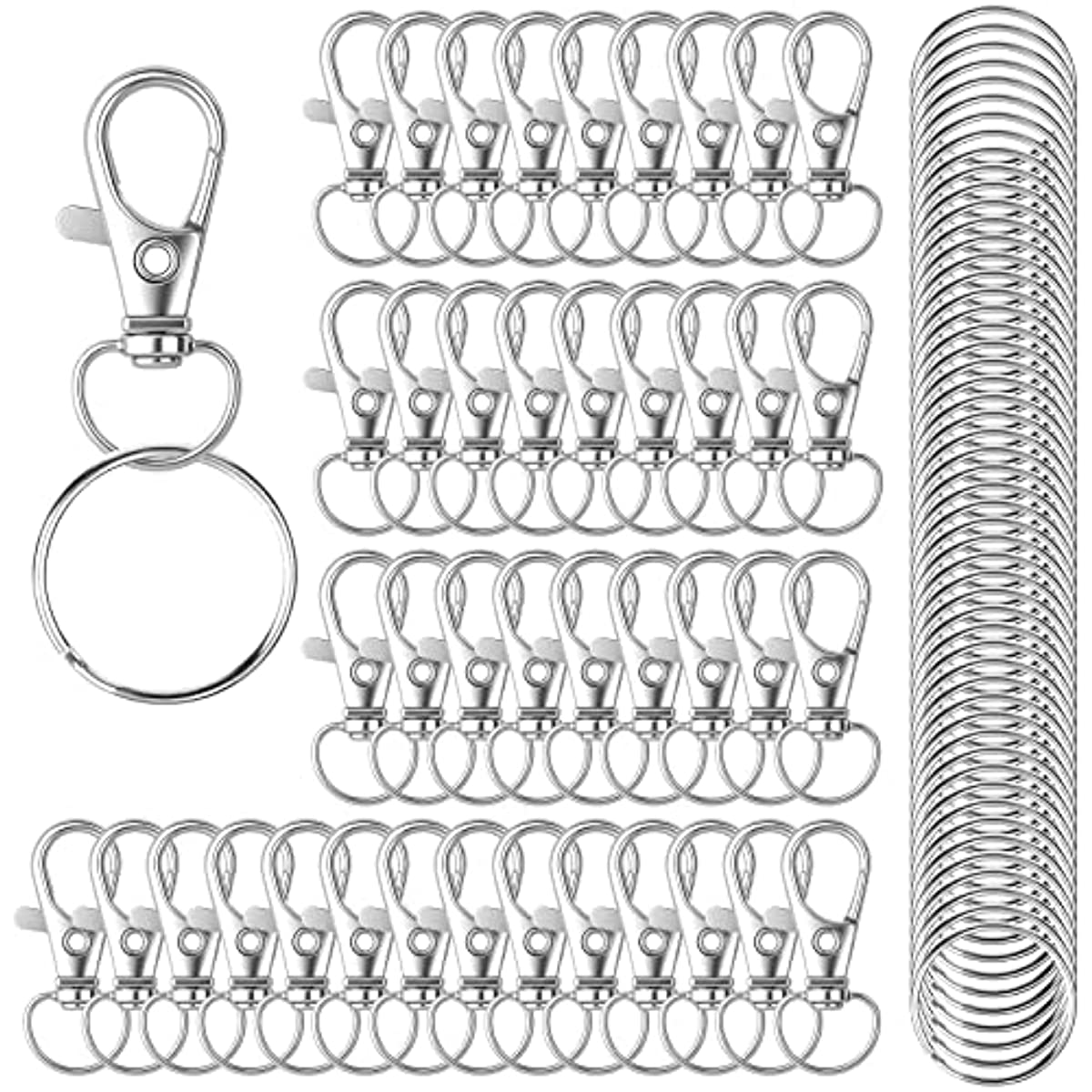 20 Pcs Metal Swivel D Ring Lobster Claw Clasps Keychain Snap Hooks Inner Wide 1 inch, Silver