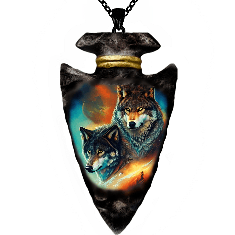 as party gift, boys wolf necklace hip hop punk style geometric triangle pendant animal jewelry accessories as party gift 0