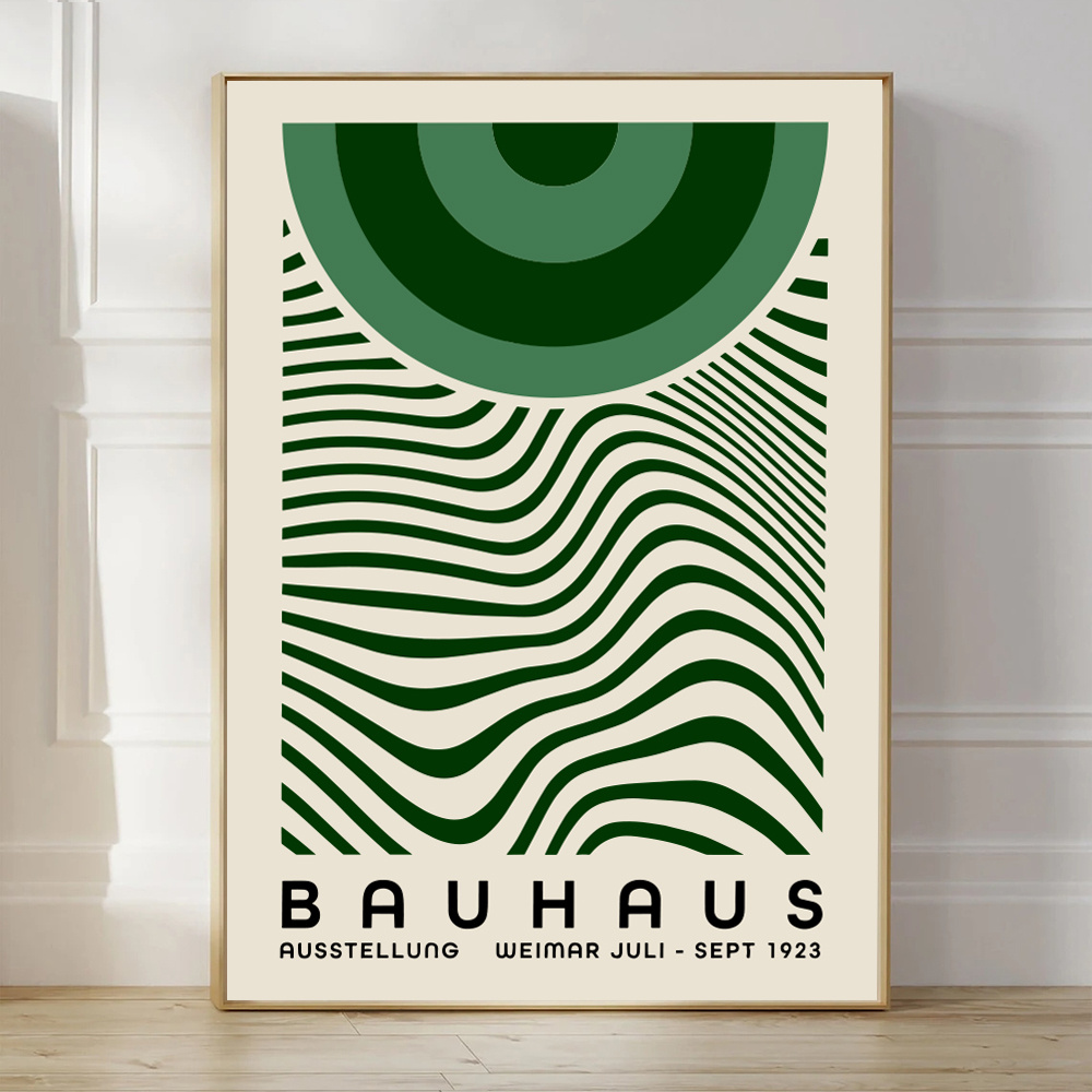 Abstract Modern Medieval Bauhaus Green Geometric Shapes - Temu