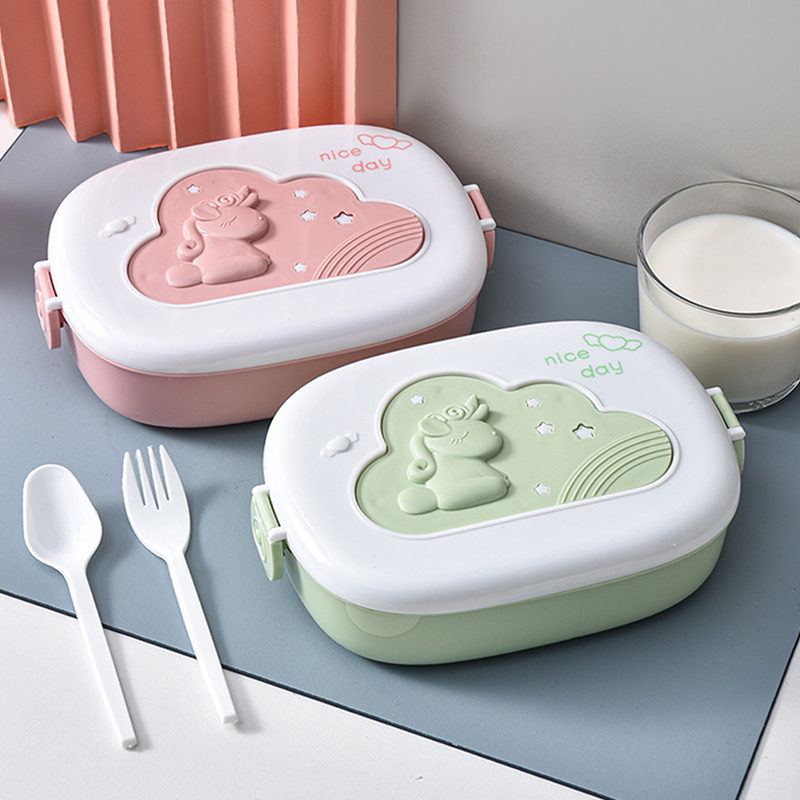 1pc Unicorn Lunch Box With Fork & Spoon, Microwaveable Salad