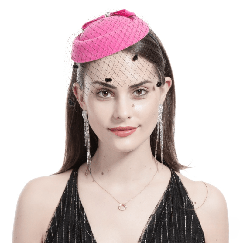 Faux Pearl Mesh Head Piece Hat with Bow Hair Accessories