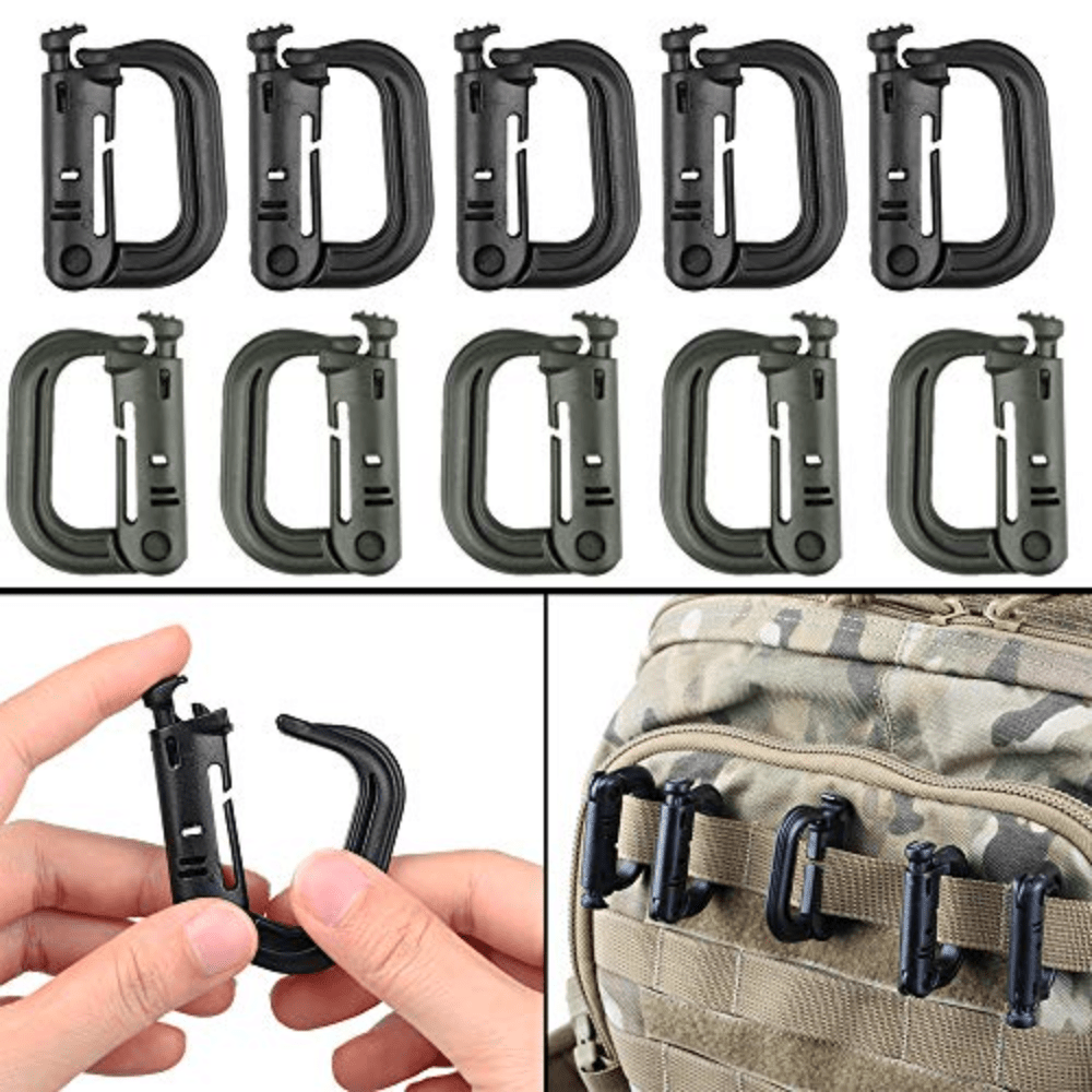 Molle Attachments : Straps, D-Ring Carabiner, Key Ring Holder, Securing  Bands