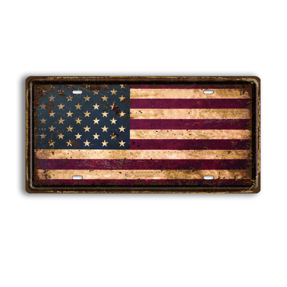 Metall-Blechschild Mit USA-Flagge – Rustikale Wanddekoration – 30,5 X 20,3 Cm – Für Garage, Bar, Männerhöhle